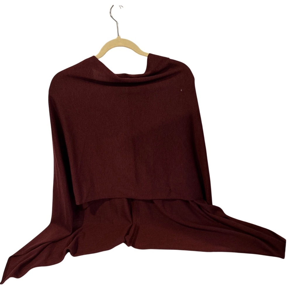 Kerisma Woman Burgundy Boho Chic V-Neck Knit Poncho One Size Wool Blend Cozy Top